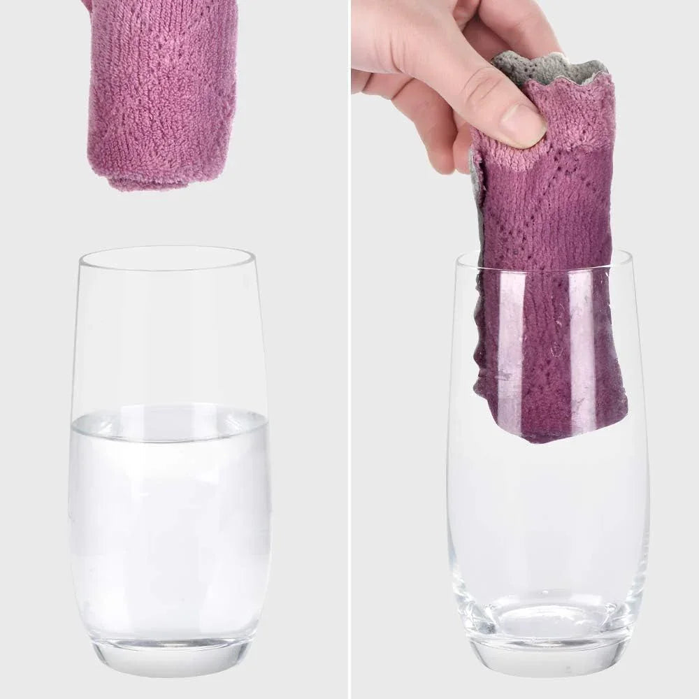 12PCS Double-Sided Microfiber Kitchen Towels, Reusable Cleaning Cloths 10x6