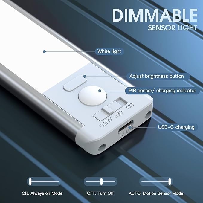 Under Cabinet Lighting,40 LED Rechargeable Battery Operated Motion Sensor Light Indoor