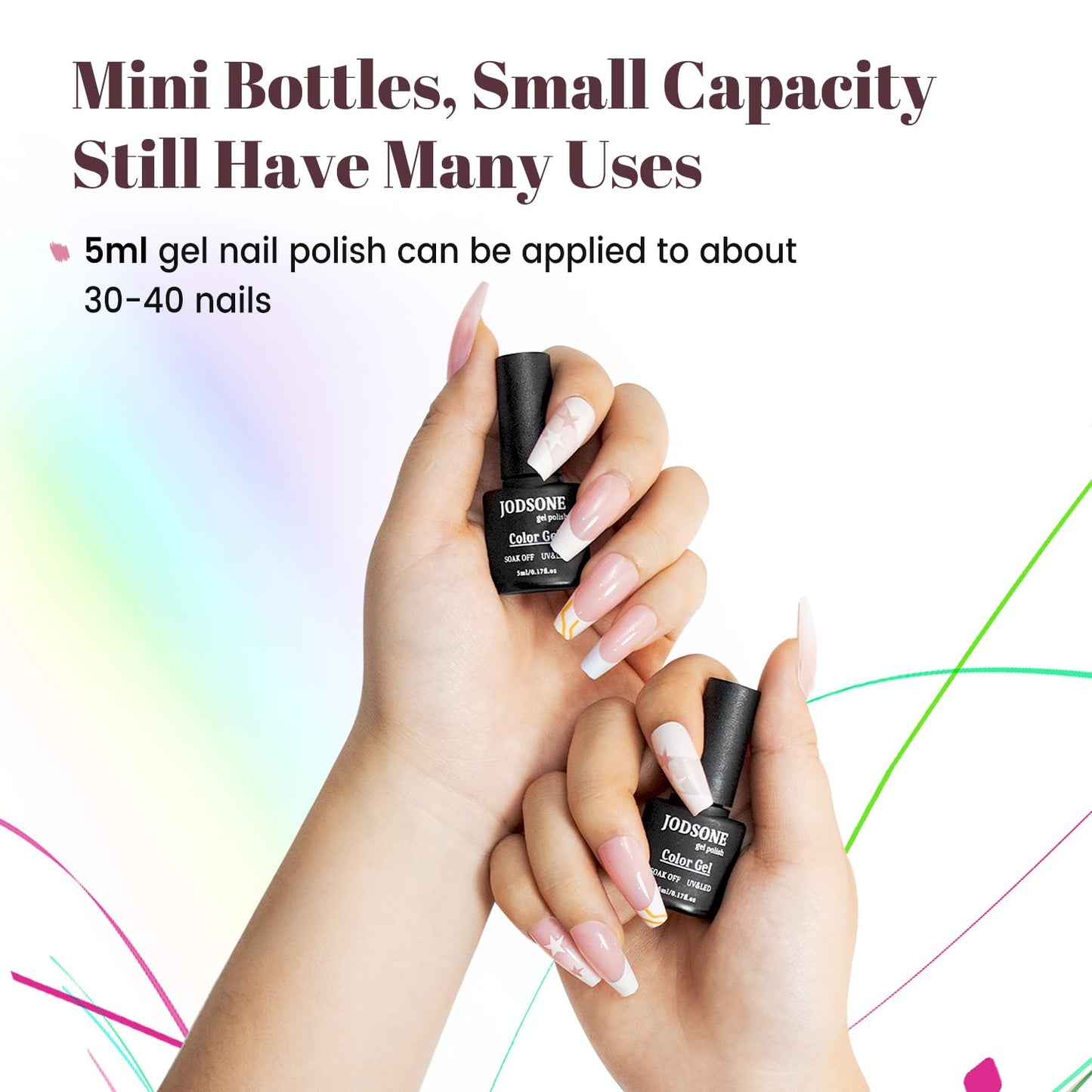 JODSONE 36 PCS Gel Nail Polish Set - 32 Colors, Base Coat, Top Coat, Gifts for Women