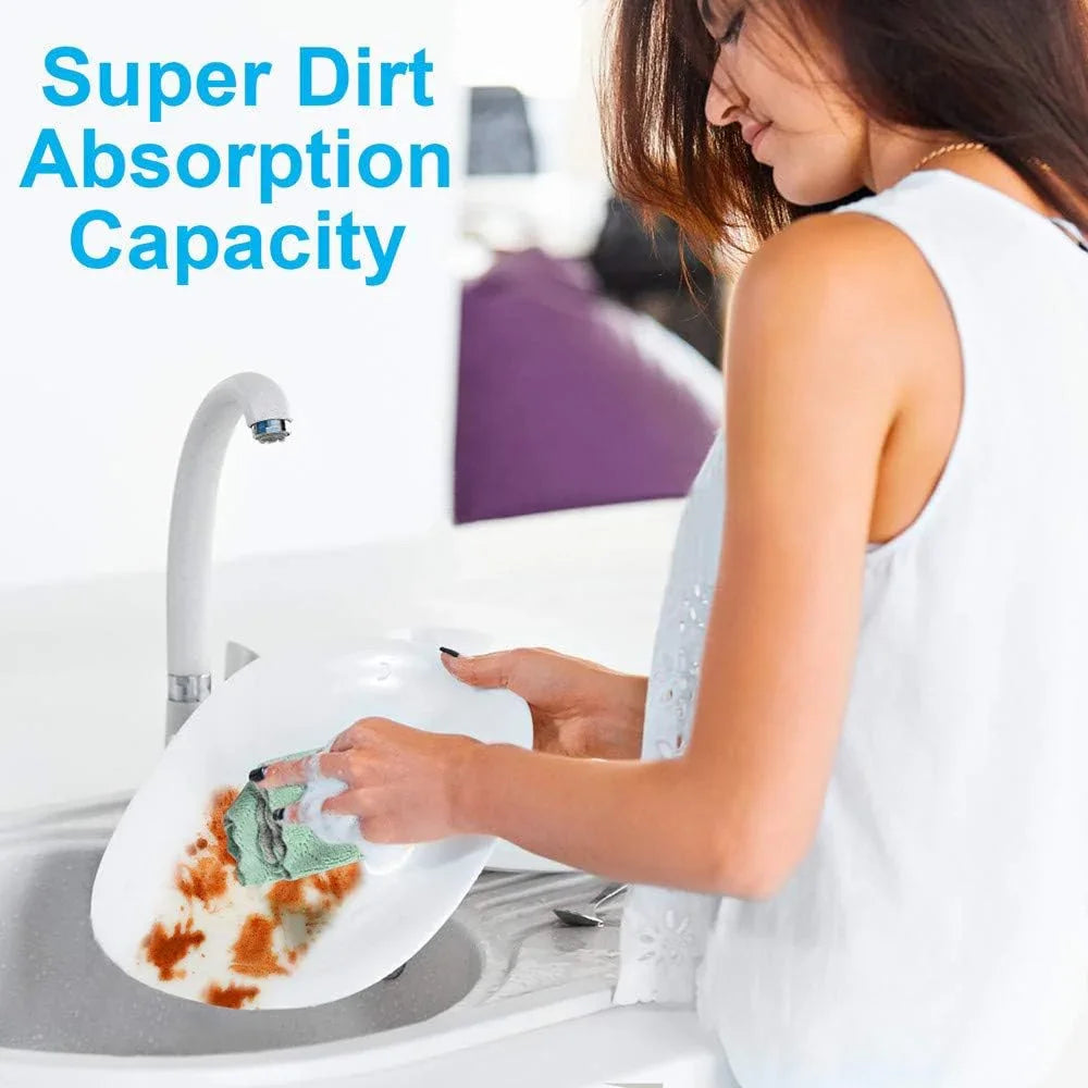 12PCS Double-Sided Microfiber Kitchen Towels, Reusable Cleaning Cloths 10x6