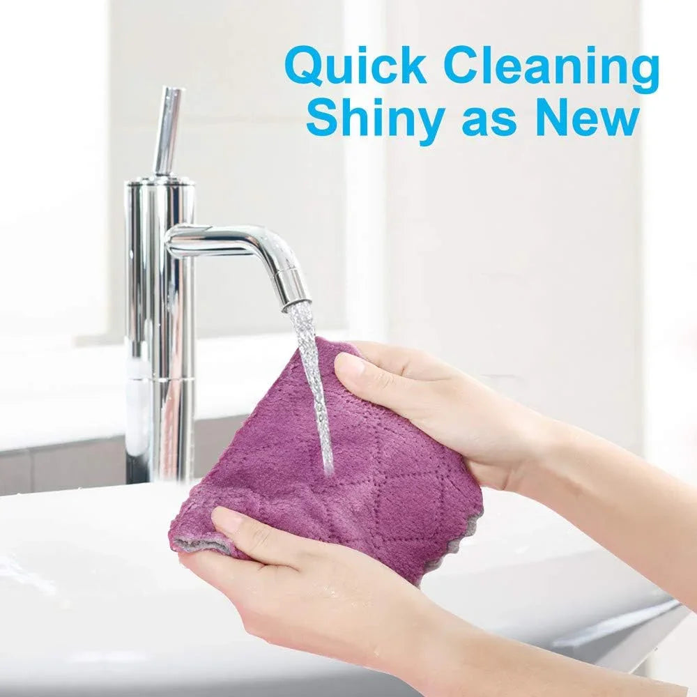 12PCS Double-Sided Microfiber Kitchen Towels, Reusable Cleaning Cloths 10x6