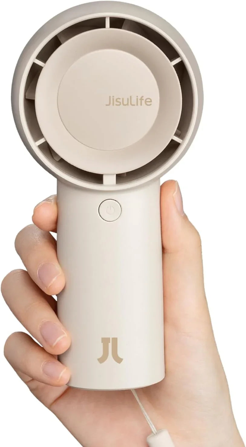 JISULIFE Turbo Handheld Fan, 4000mAh, 5 Speeds, USB Rechargeable – Brown