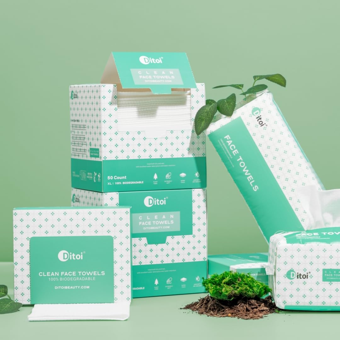 Face Towels, 10"×12" Disposable Face Towel, Face Towelettes XL, Ultra Soft Makeup Remover Dry Wipes, Thick Face Towel for Sensitive Skin, 50 Count (1 Pack)