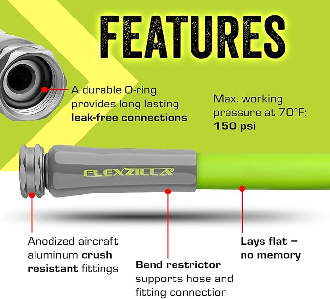 Flexzilla Garden Hose 5/8 in. x 50 ft, Heavy Duty, Lightweight, Durable, ZillaGreen - HFZG550YW-E