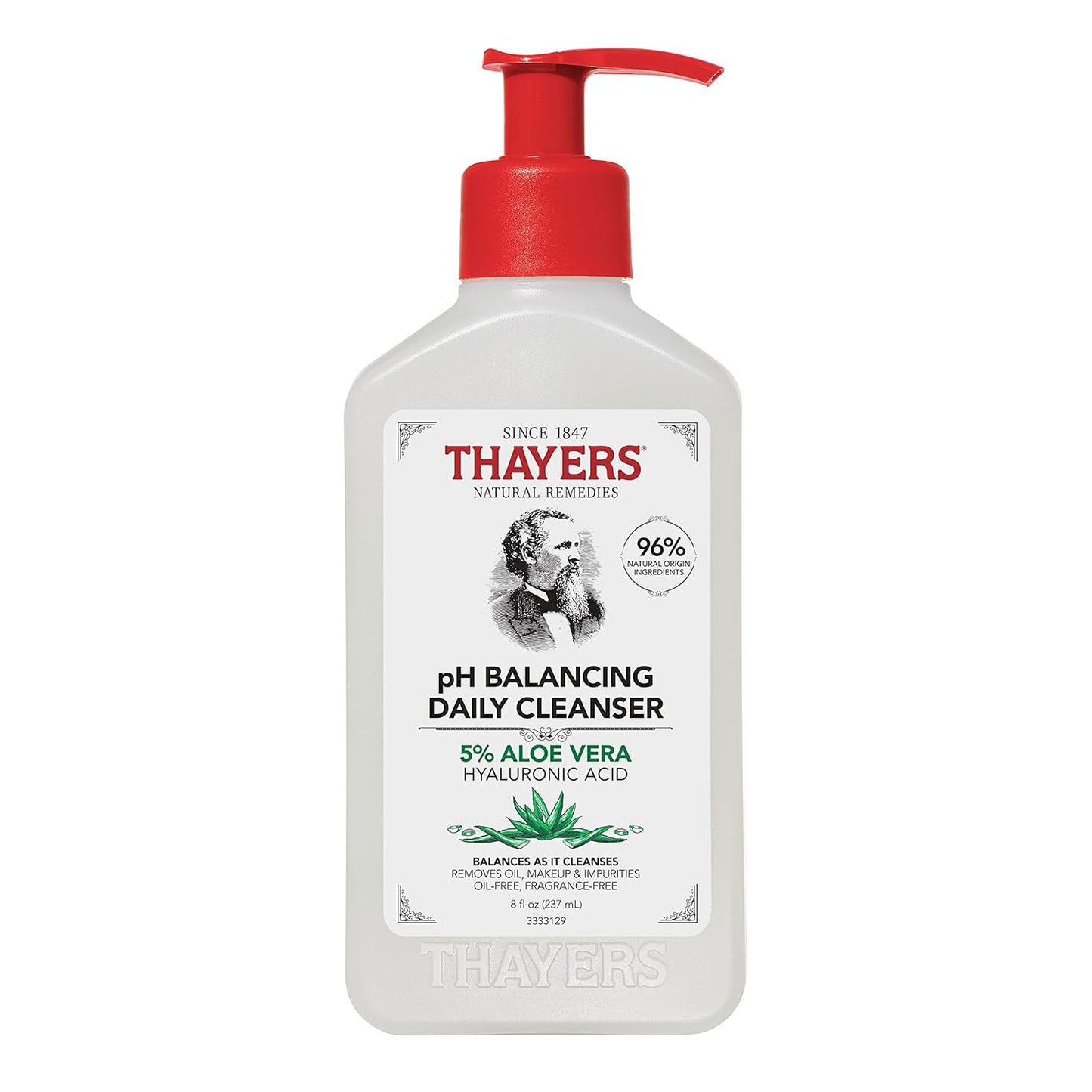 THAYERS pH Balancing Daily Cleanser, Face Wash with Aloe Vera 8 FL Oz.