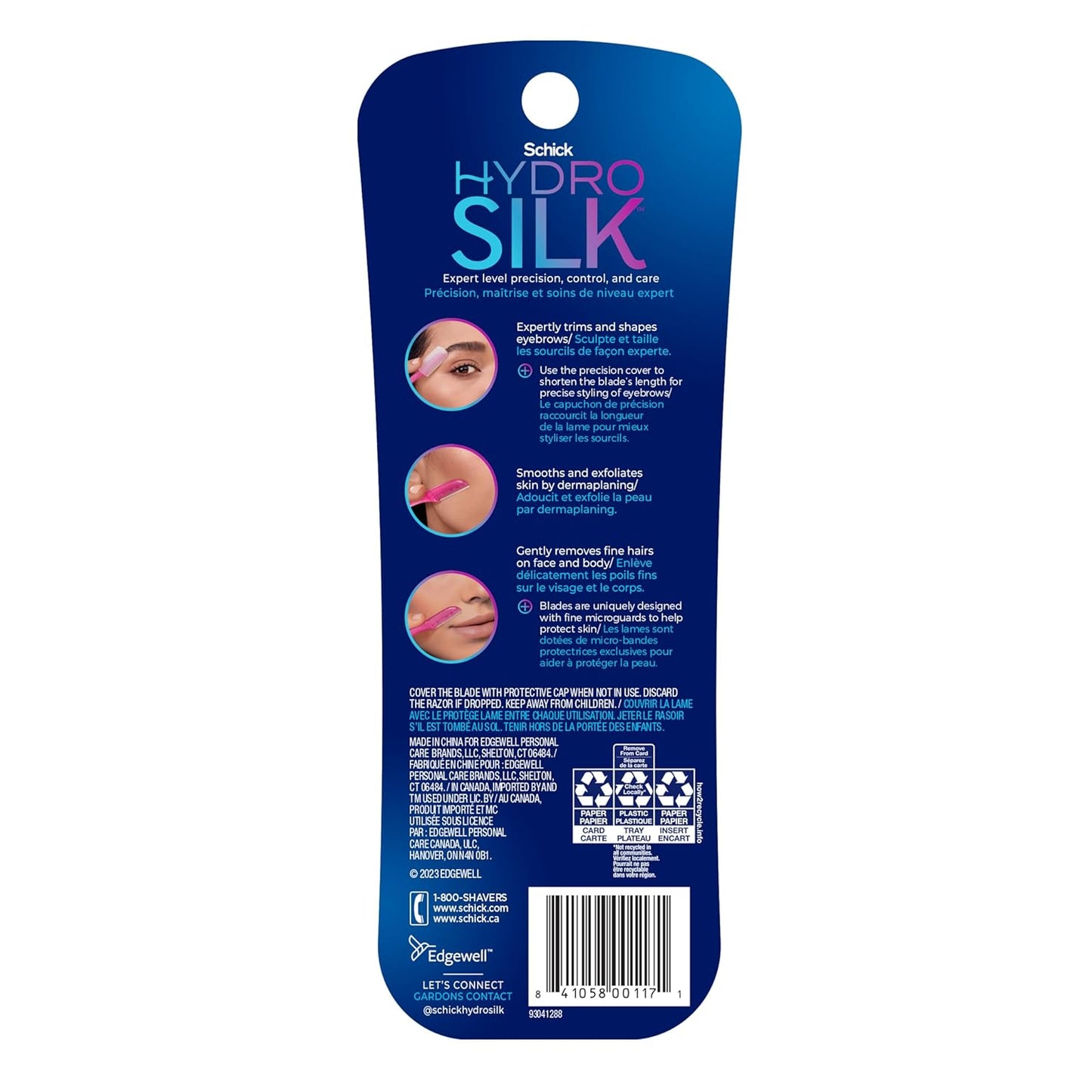 Schick Hydro Silk Touch-Up Dermaplaning Tool with Precision Cover, 3ct | Dermaplane Razor, Face Razors for Women, Peach Fuzz Remover