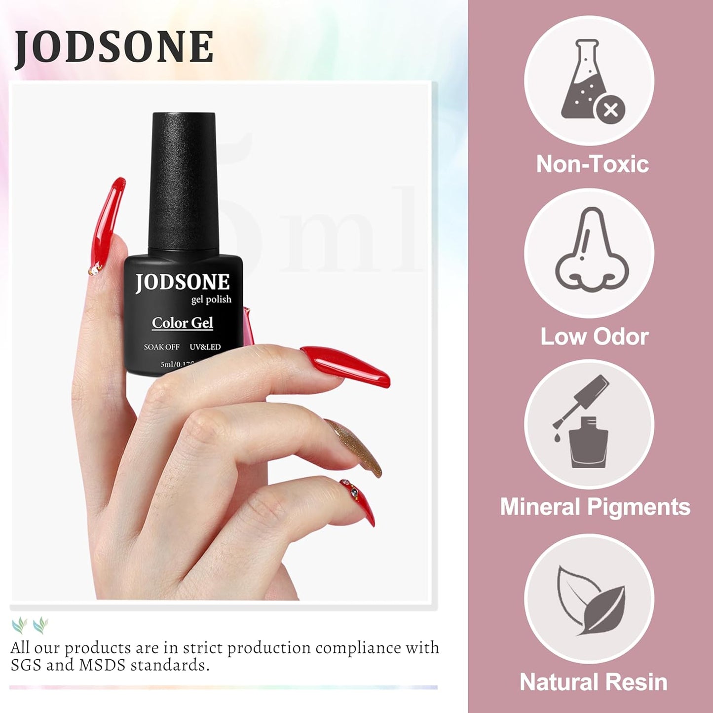 JODSONE 36 PCS Gel Nail Polish Set - 32 Colors, Base Coat, Top Coat, Gifts for Women