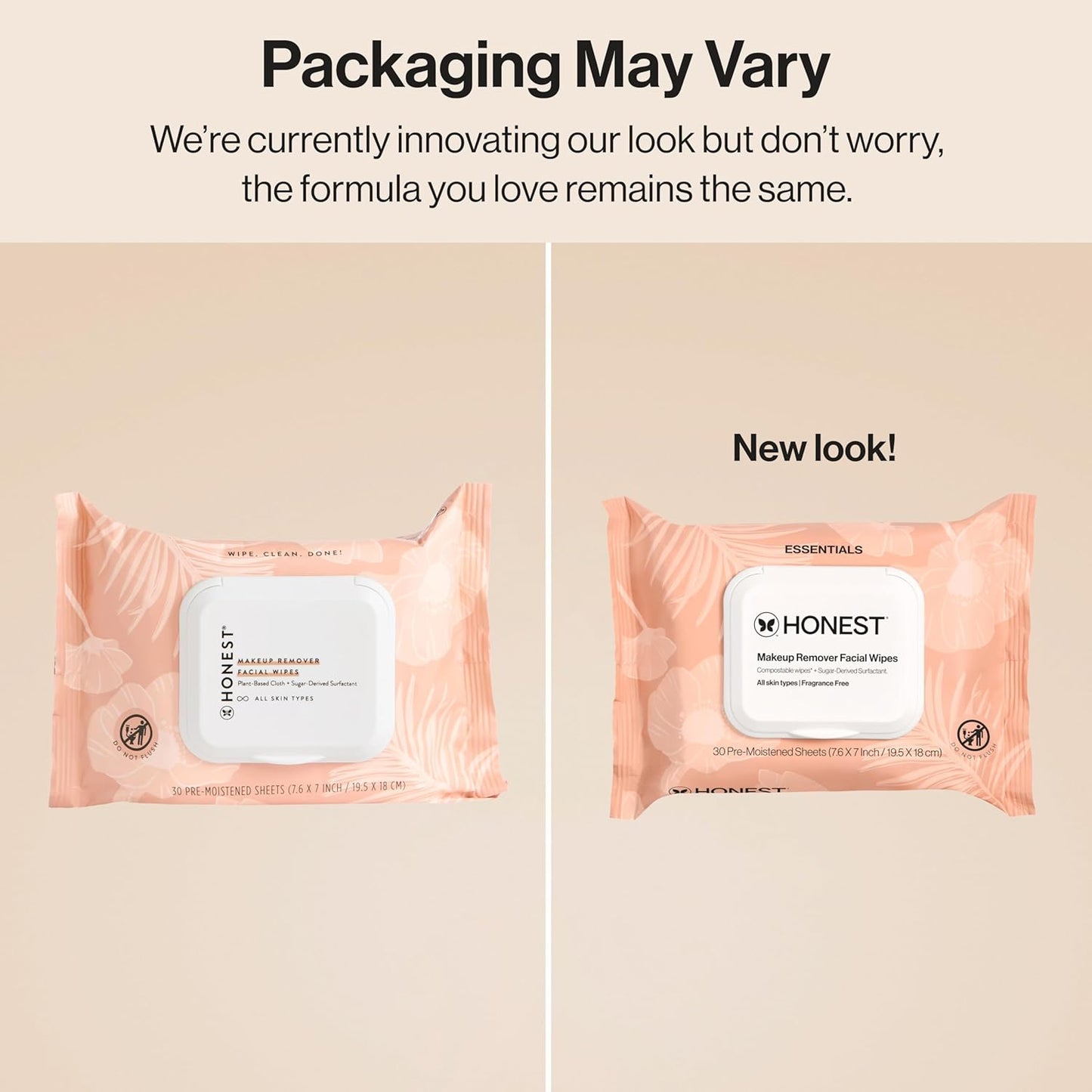 Honest Beauty Fragrance-Free Makeup Remover Wipes | Hypoallergenic, Plant-Based, 30 Count