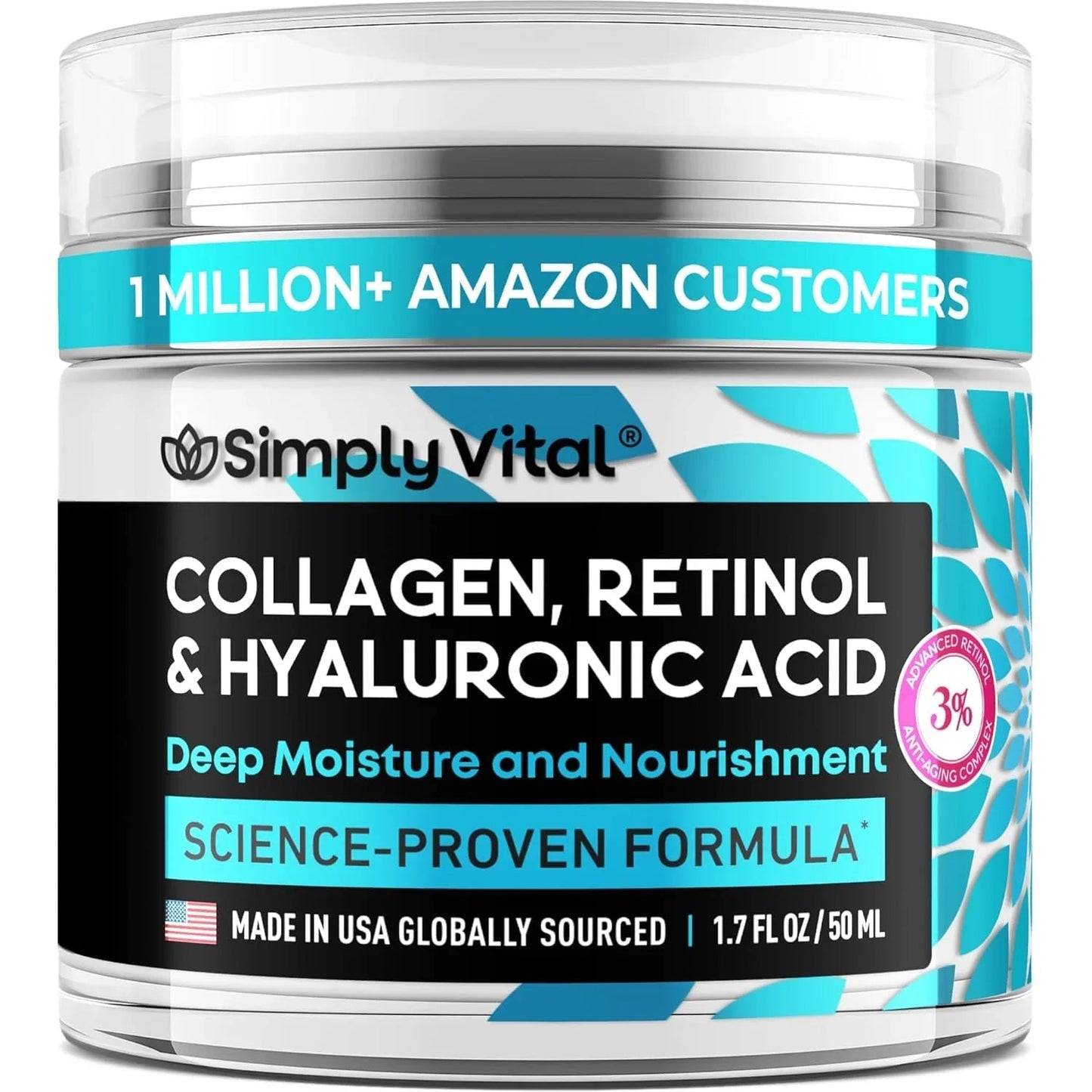 SimplyVital Anti-Aging Collagen, Retinol & Hyaluronic Face Cream – 1.7 fl.oz.