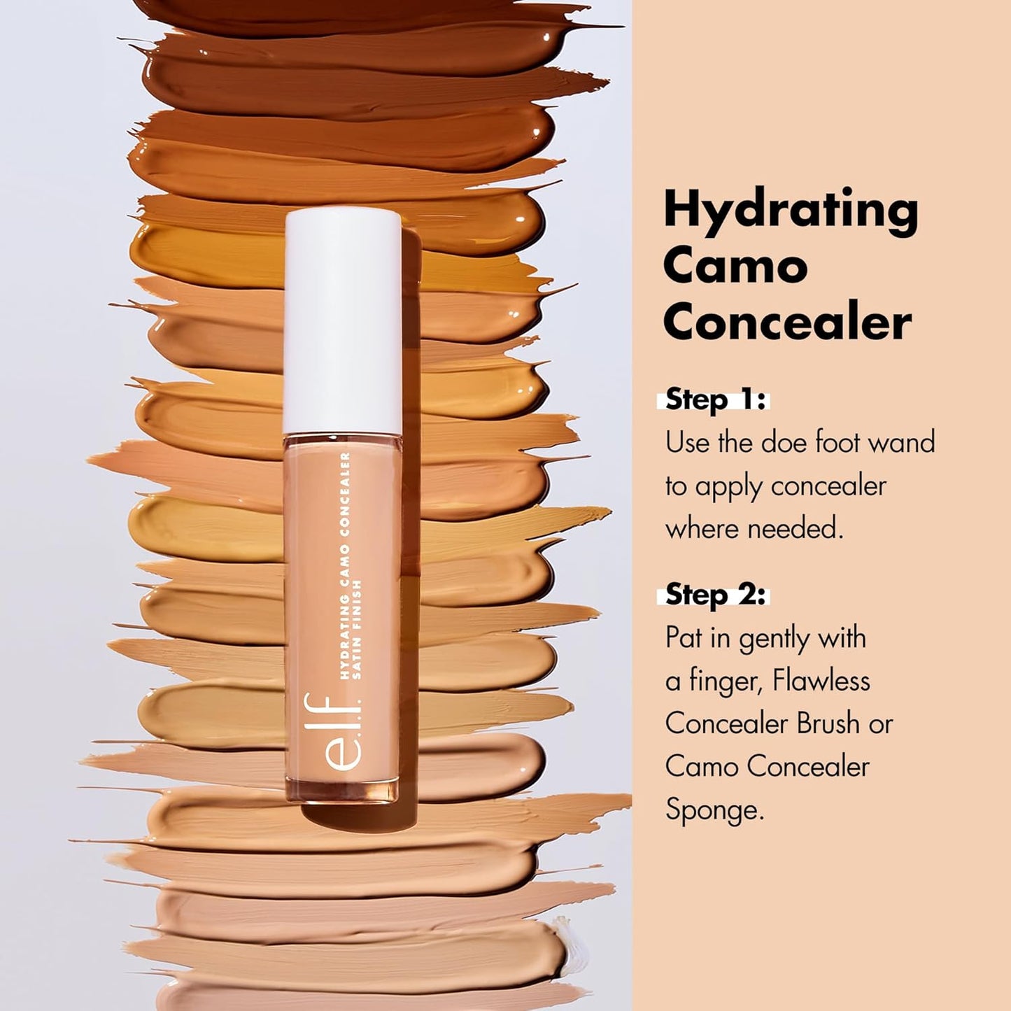 e.l.f. Hydrating Camo Concealer, Full Coverage, Satin Finish, Vegan, Light Sand