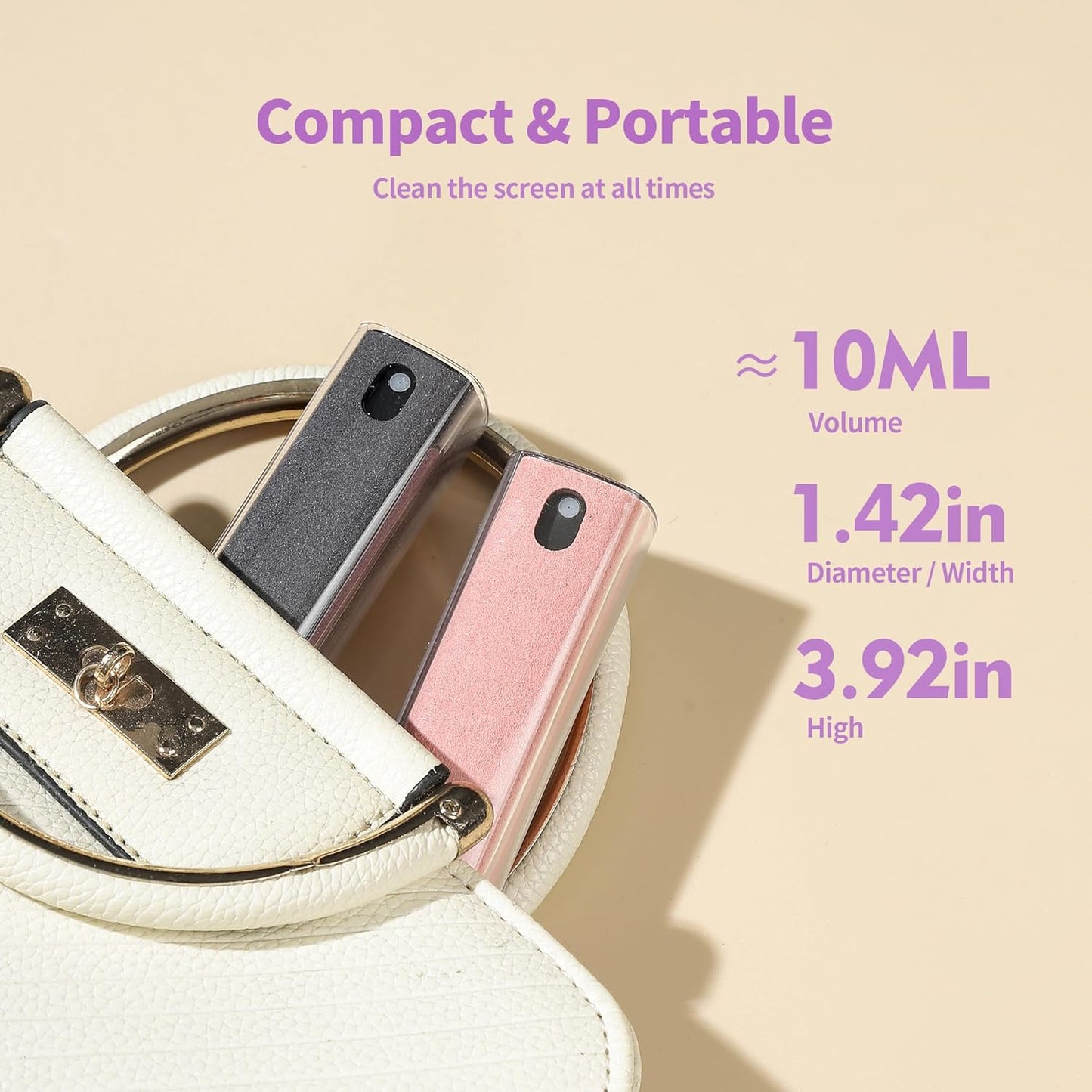 Touchscreen Screen Cleaner Kit 2 Pcs, Phone, Tablet and Car Screen Cleaner, Two in One Spray and Microfiber Cloth(Grey&Pink)