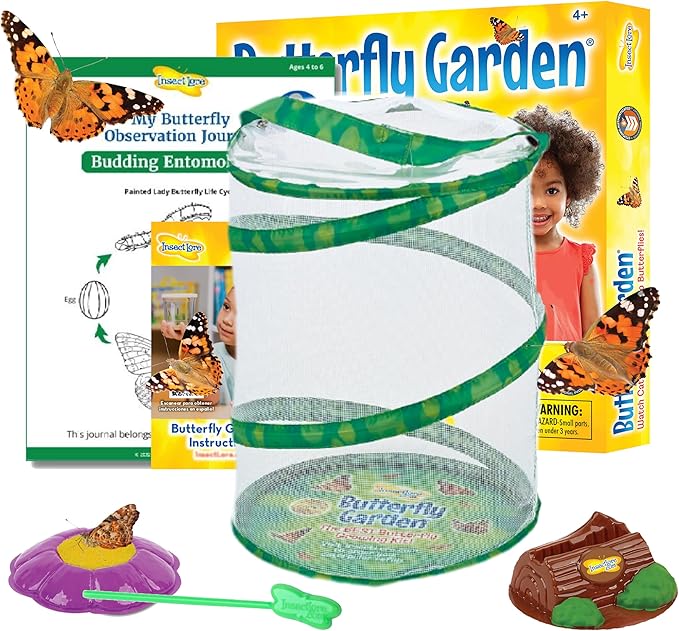 Insect Lore Butterfly Garden Kit, Painted Lady Butterfly Kit with Voucher for Live Caterpillars, Butterfly Habitat, STEM Journal & More Visit the Insect Lore Store