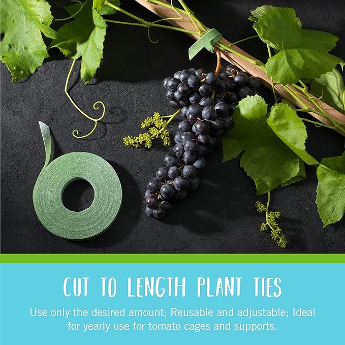 VELCRO Brand VEL-30071-USA ONE-WRAP Garden Ties | Plant Supports for Effective Growing | Strong Grips are Reusable and Adjustable | Cut-to-Length, 50 ft x 1/2 in, Green-Recycled Plastic