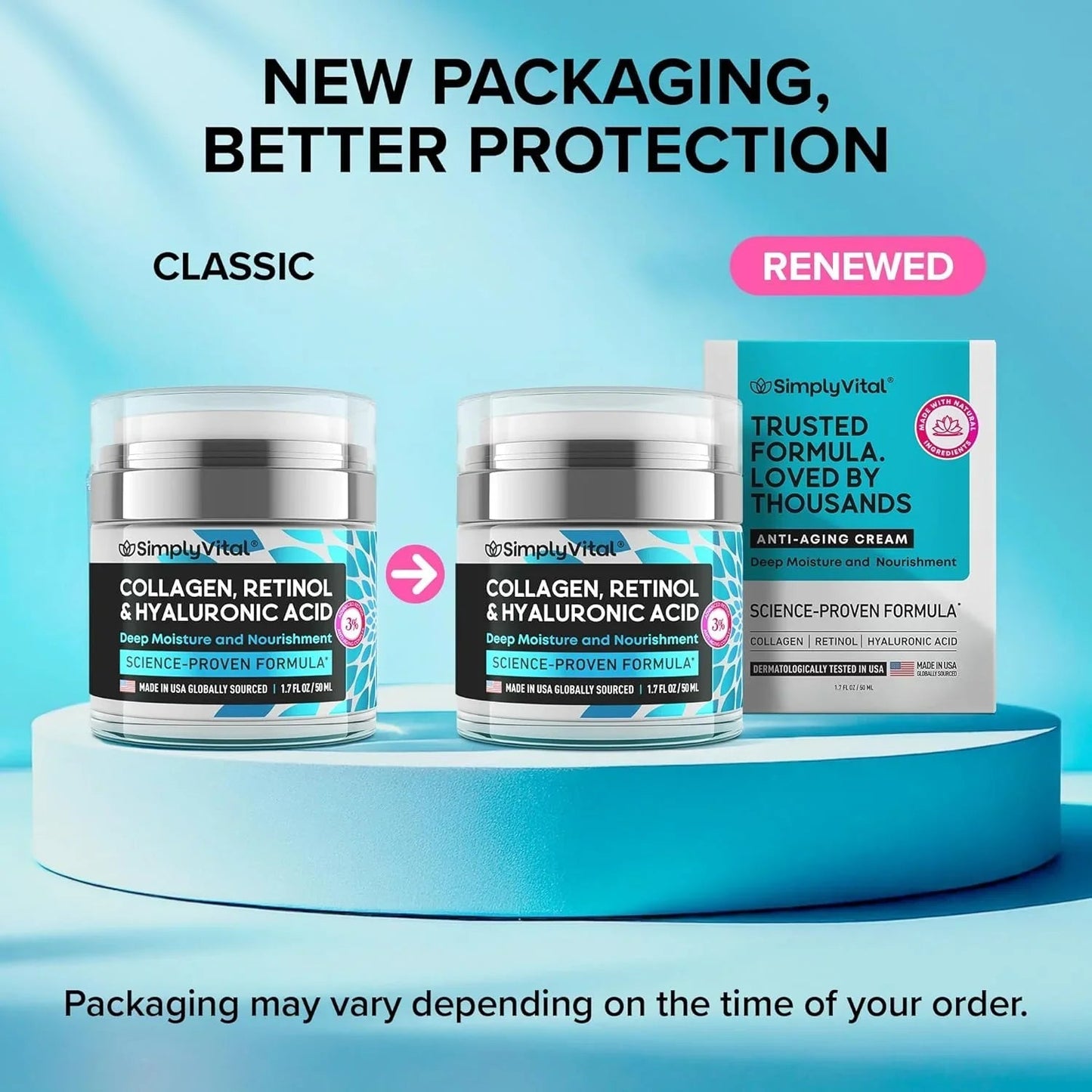 SimplyVital Anti-Aging Collagen, Retinol & Hyaluronic Face Cream – 1.7 fl.oz.