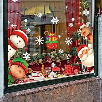 LUDILO 135Pcs Christmas Window Clings Snowflakes Window Decals Static Window Stickers for Christmas Decorations Windows Décor Ornaments Xmas Party Supplies Thanksgiving Party Décor