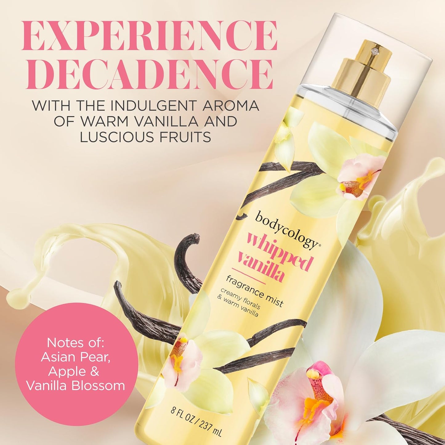 Bodycology Long-Lasting Fragrance Body Mist, Whipped Vanilla, 8 fl oz