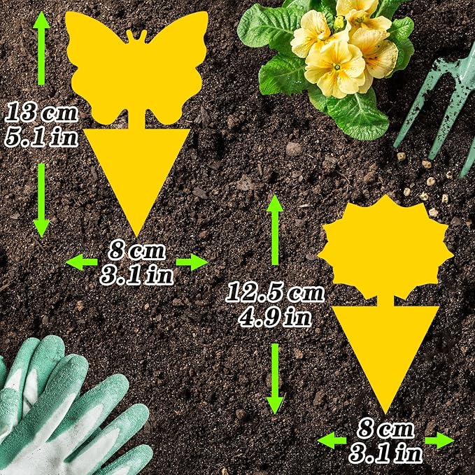 Landisun Fruit Fly Traps 48PCS Fungus Gnat-Traps for Indoor-Outdoor Yellow Fruit-Fly Sticky-Trap Plants Flying Bug Insects Traps