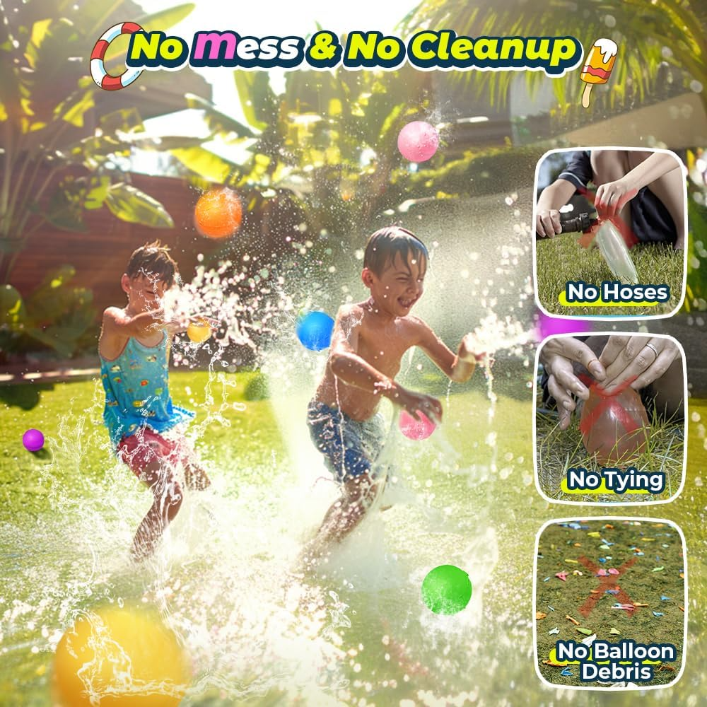 12Pcs Reusable Water Balloons, Pool Beach water Toys for Boys and Girls, Outdoor Summer Toys for Kids Ages 3-12