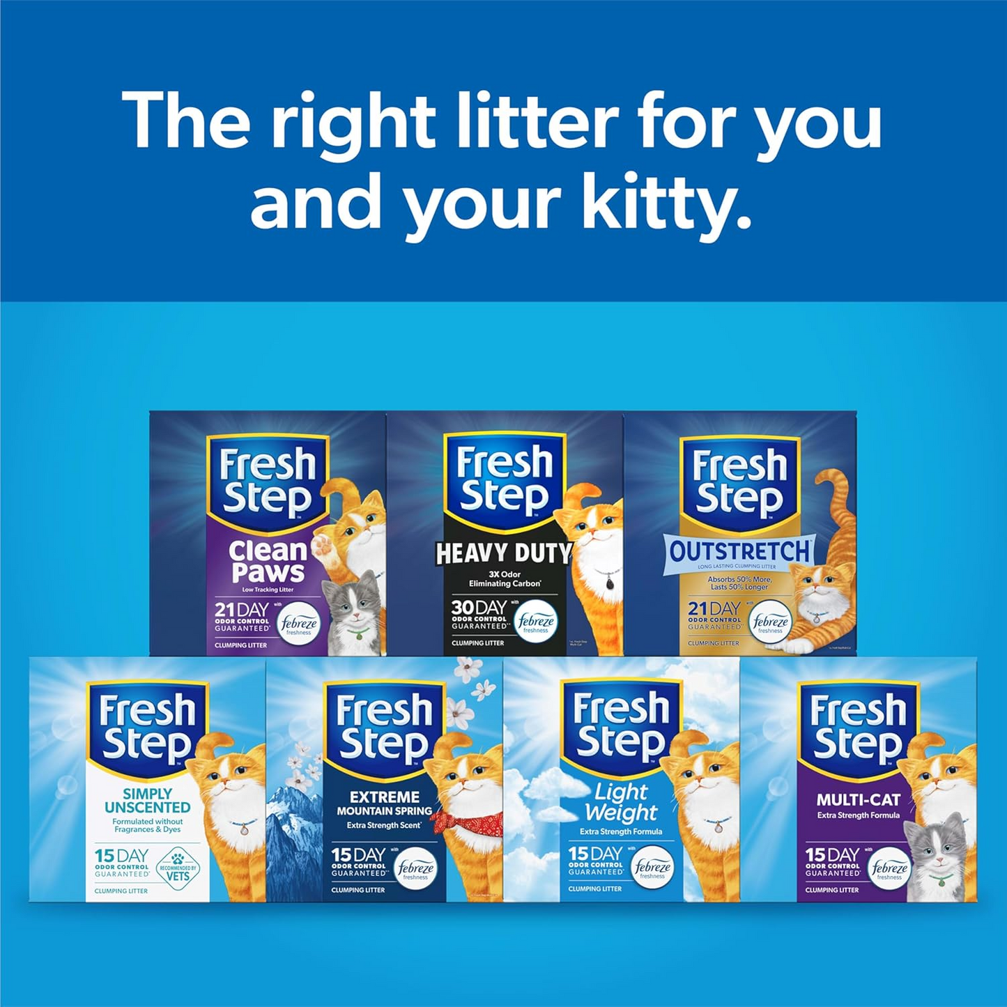 Fresh Step Extreme Clumping Litter With Febreze Freshness, Mountain Spring Scent Clumping Cat Litter With Guaranteed Odor Control, 14 lb. Box