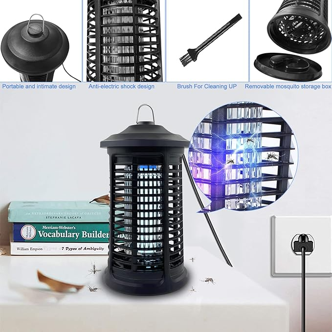 Electric Bug Zapper Indoor/Outdoor, 4200V High Powered Mosquito Zappers Killer, Waterproof Insect Fly Swatter Zapper Mosquito Trap Outdoor, Fly Traps, Insect Killer for Home,Garden,Backyard, Camping
