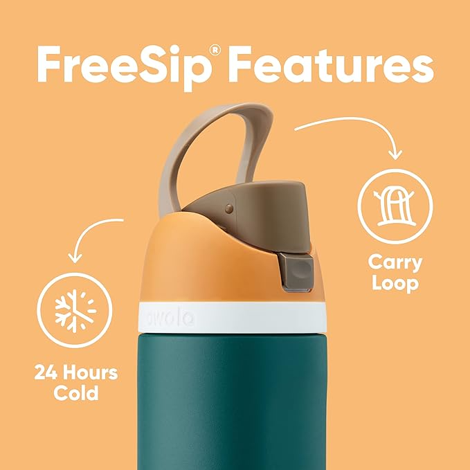 Owala FreeSip Insulated Stainless Steel Water Bottle with Straw, BPA-Free Sports Water Bottle, Great for Travel, 24 Oz, Camo Cool