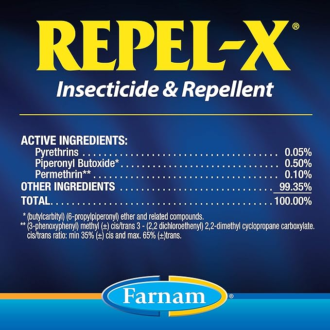 Farnam Repel-X Ready-To-Use Fly Spray, Insecticide And Repellent For Horses And Dogs, 32 Fluid Ounces, 1 Quart Bottle With Trigger Sprayer