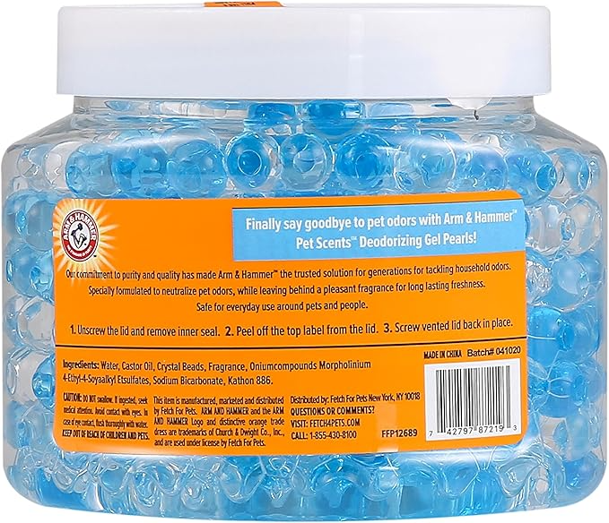 Arm & Hammer for Pets Air Care Pet Scents Deodorizing Gel Beads in Fresh Breeze | 12 oz Pet Odor Neutralizing Gel Beads with Baking Soda | Air Freshener Beads for Pet Odor Elimination (FF12689)