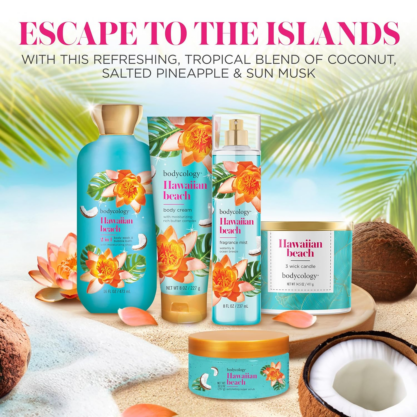 Bodycology Long-Lasting Fragrance Body Mist, Hawaiian Beach, 8 fl oz