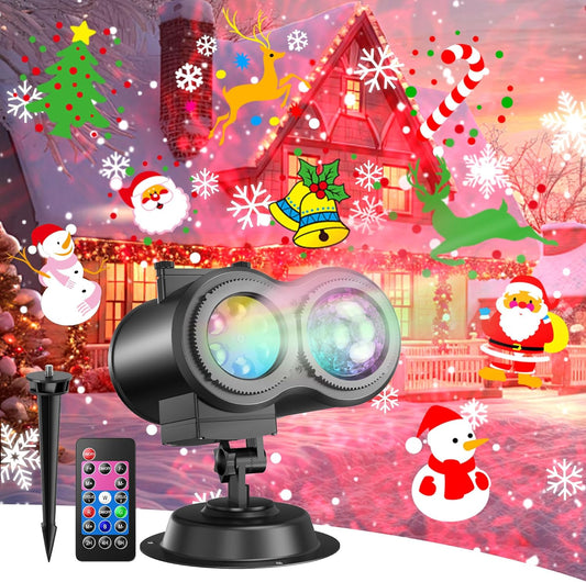 4-Large Pattern Christmas Projector Lights Outdoor, 29 Effects Holiday Projector Light Outdoor 2 in 1 with Remote, Christmas Decorations Lighting for Outside Home Party House Decor