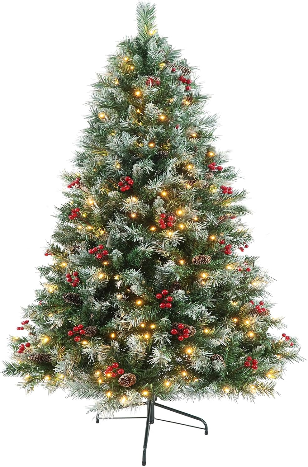 Christmas Tree with Lights 6ft - Premium Artificial Christmas Tree, with 874 Branch Tips and 250 Warm Lightsm, Support Automatique, Easy Assembly,Perfect Choice for Xmas Decorations