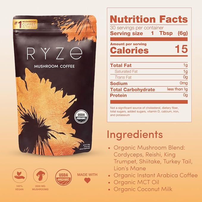 1 Pack Ryze Mushroom Coffee Organic 30 Servings | Fast Free Shipping USA