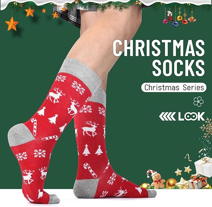 Mens Fun Patterned Dress Socks Funny Novelty Crazy Design Cotton Socks Gift for Men