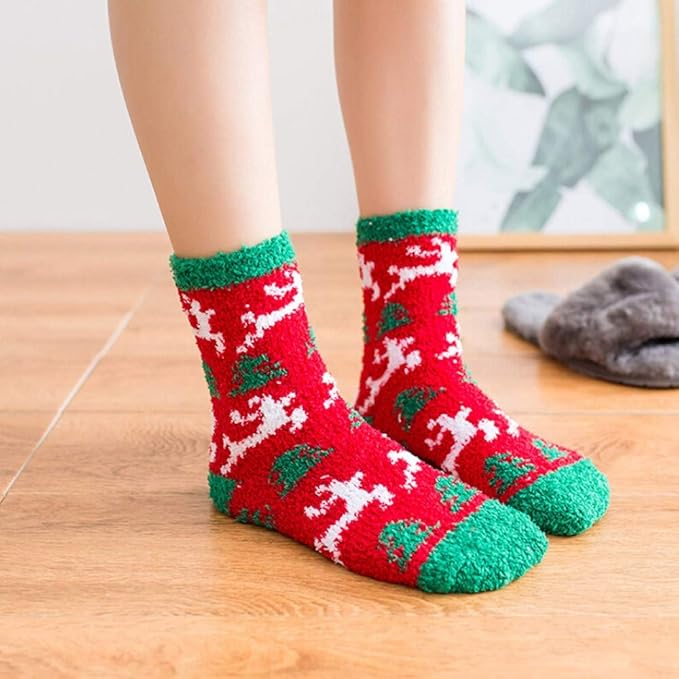 Christmas Fuzzy Socks for Women Girls Gifts Cute Fun Cozy Fluffy Winter Warm Slipper Xmas Holiday Socks