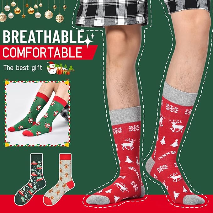 Mens Fun Patterned Dress Socks Funny Novelty Crazy Design Cotton Socks Gift for Men