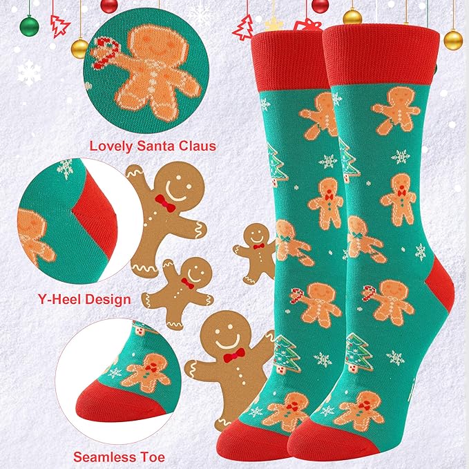 Christmas Socks for Women Crazy Funny Dress Colorful Novelty Crew Cute Socks Christmas Gifts for Women Girls