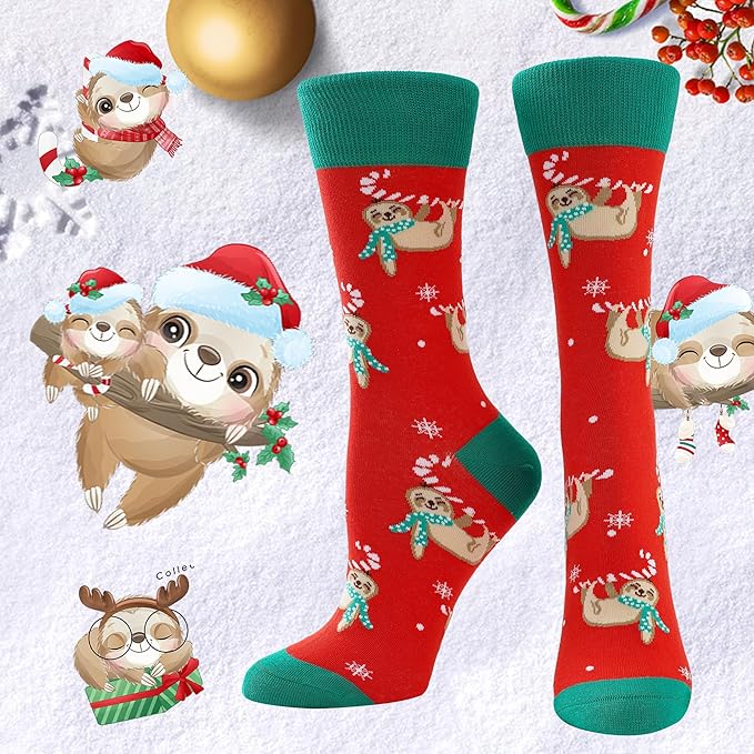 Christmas Socks for Women Crazy Funny Dress Colorful Novelty Crew Cute Socks Christmas Gifts for Women Girls