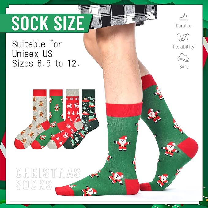 Mens Fun Patterned Dress Socks Funny Novelty Crazy Design Cotton Socks Gift for Men