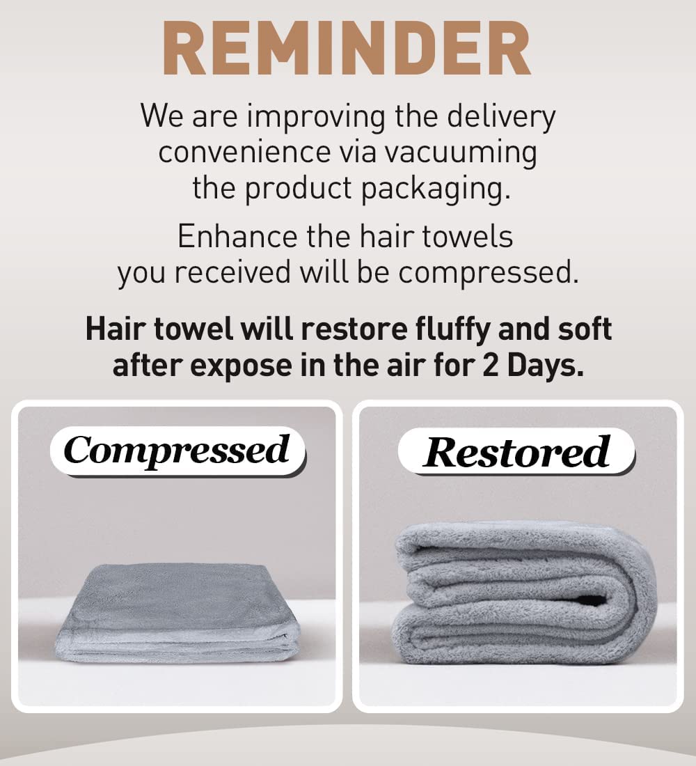 Hicober Microfiber Hair Towels, 3-Pack Drying Wraps for Curly Hair