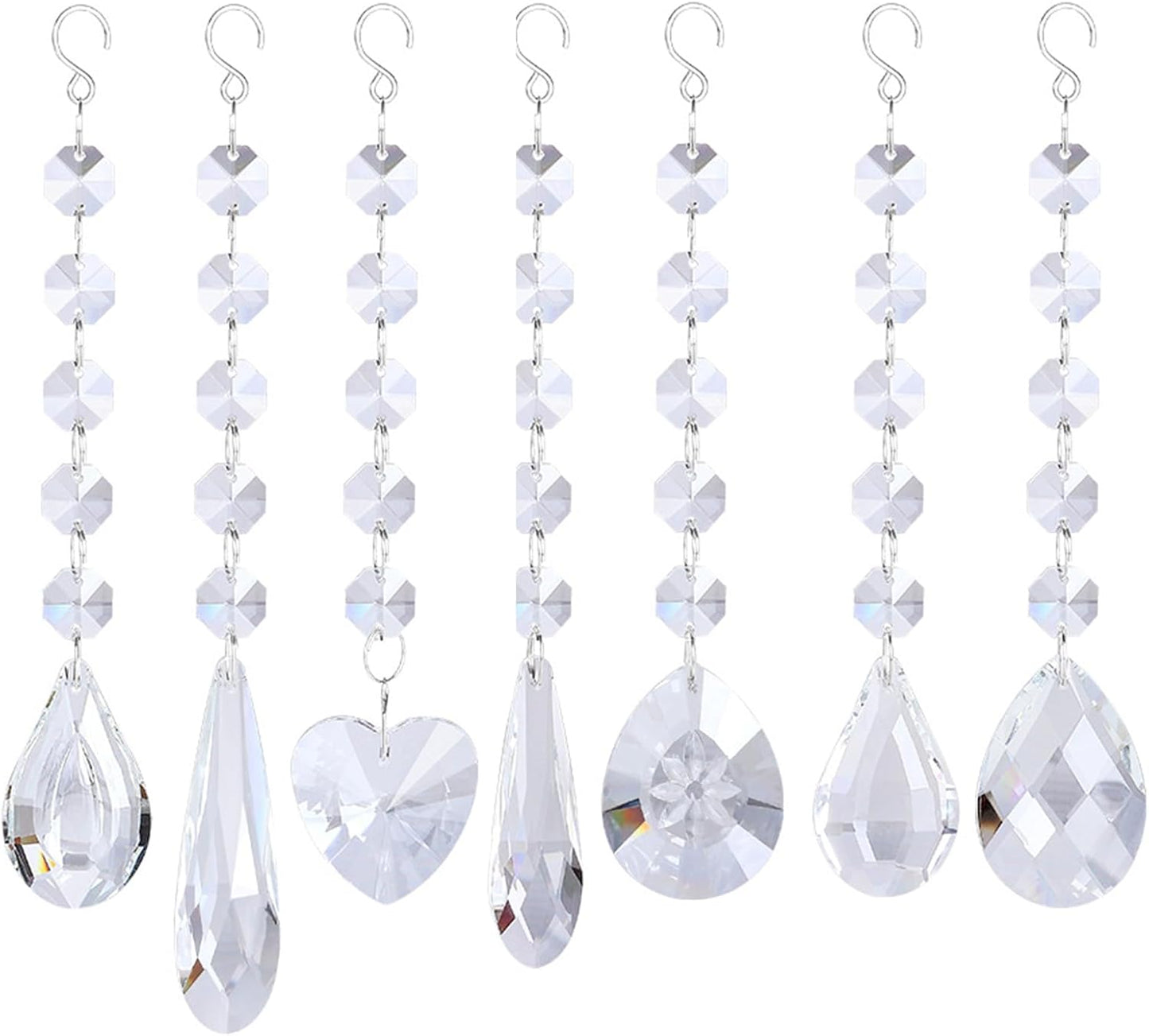 7PCS Sun Catchers Crystals, Rainbow Maker Pendants Hanging Crystals Sun Catchers for Windows, Clear Crystal Sun Catchers Garden Ornament Crystal Chandelier Prisms