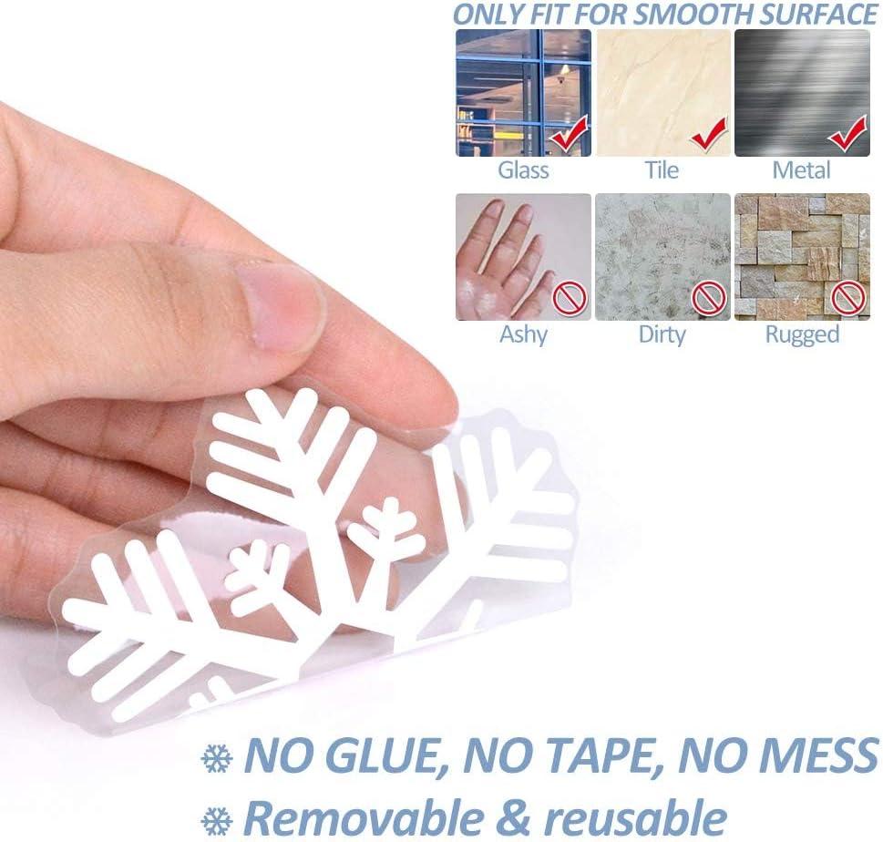 OCATO 275 Pcs Christmas Window Clings Static Snowflakes Window Clings Decals Stickers Christmas Windows Decorations Indoor Merry Christmas Winter Wonderland Decorations Ornaments Party Supplies