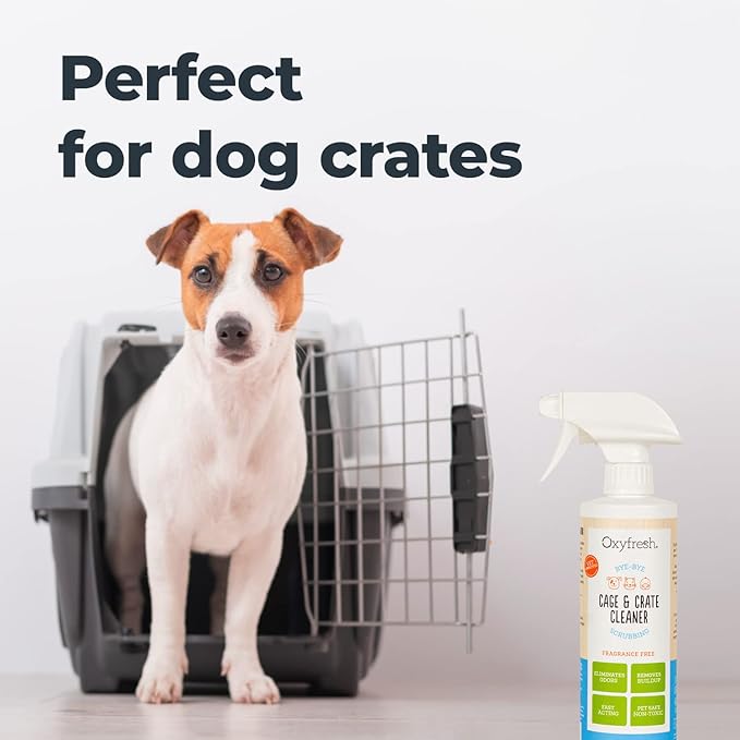 Oxyfresh Premium Crate & Cage Cleaner – Professional Dog Crate & Small Animal & Bird Cage Odor Eliminator – Quickly Cleans, Removes Poop & Deodorizes Pet Odors – Safe & Bleach Free