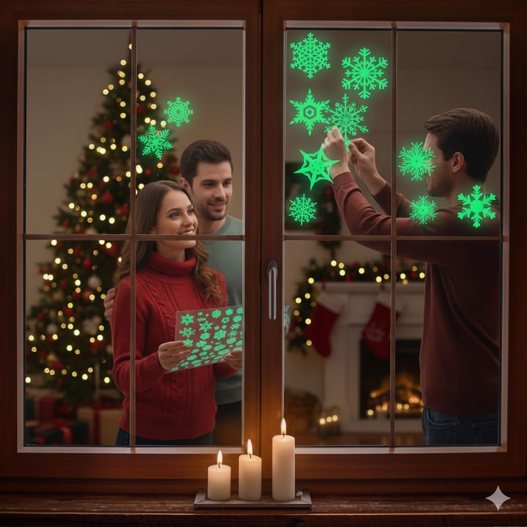 93 Pcs Christmas Window Clings – Holiday Decorations & Decals Christmas Stickers for Glass, Doors & Mirrors – Xmas Decoration Removable Christmas Decor