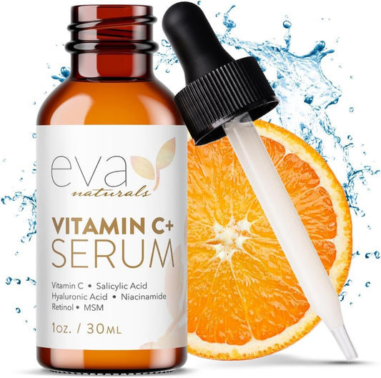 Eva Naturals Vitamin C Serum with Hyaluronic Acid - Anti-Aging, Acne & Dark Spot Care