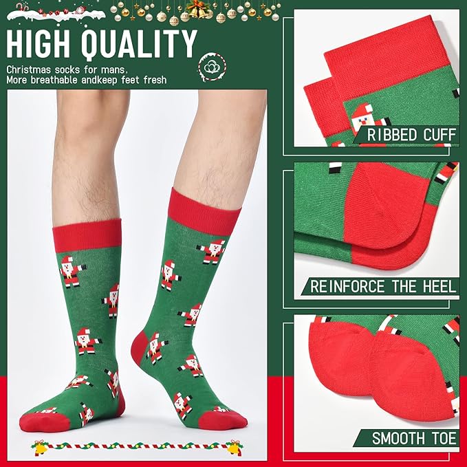 Mens Fun Patterned Dress Socks Funny Novelty Crazy Design Cotton Socks Gift for Men