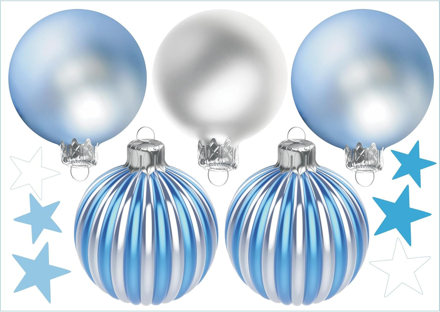 Christmas Bauble Snowflakes Window Decals Stickers for Glass, Large Xmas Designs Home Decorations Holiday Bling, DIY Mural Showcase for Office Business, Pastel Glossy Vinyl Decorations