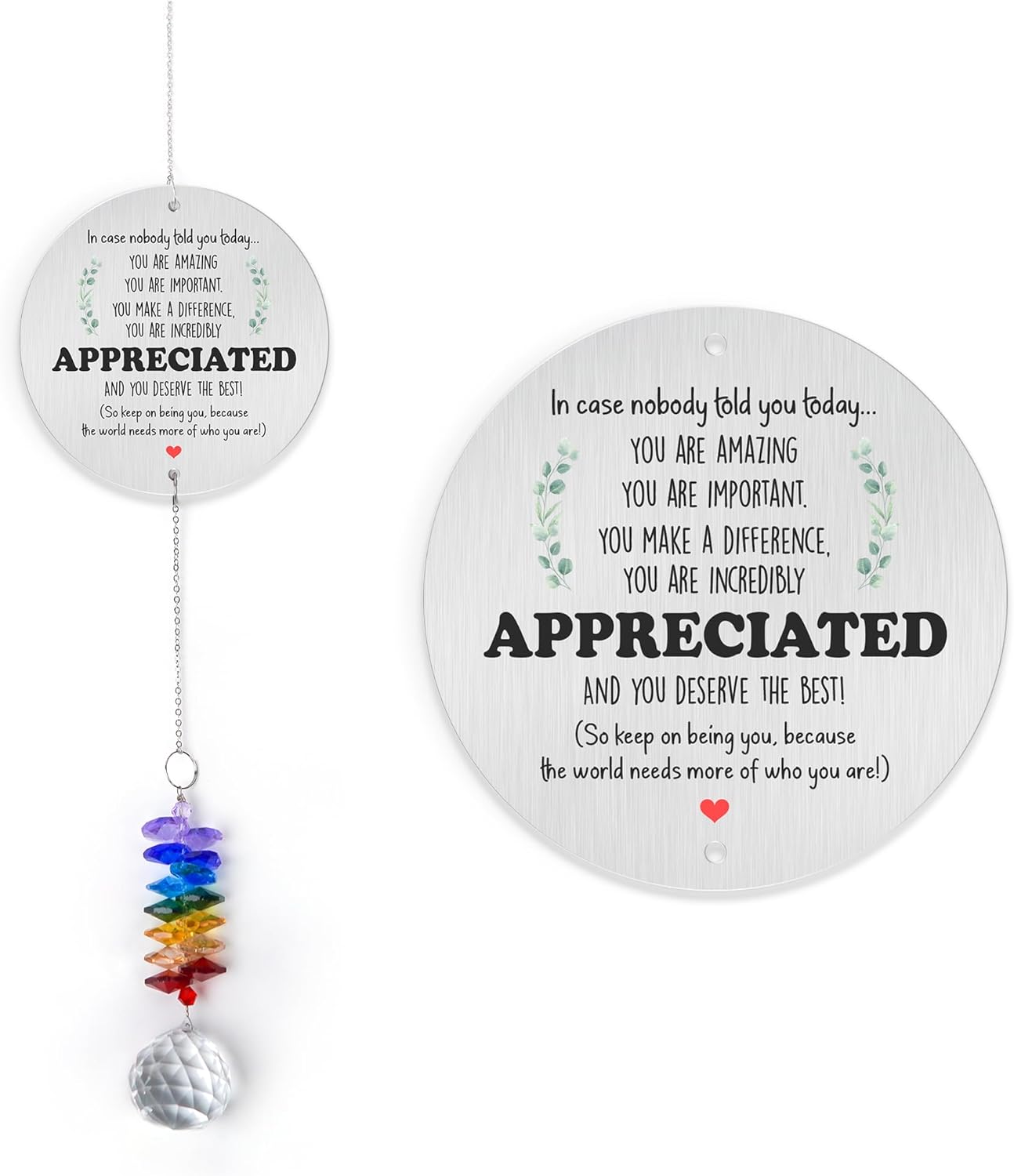 Aluminum Ornament Suncatcher - You are Appreciated - Inspirational Gift Ideas - Encouragement Christmas Ornament - Thank You Gifts for Women Men Friends - Appreciation Gifts for Coworker