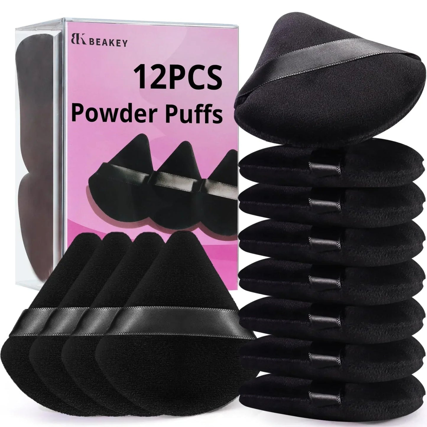BEAKEY 12pcs Triangle Powder Puffs for Loose Powder & Foundation Makeup