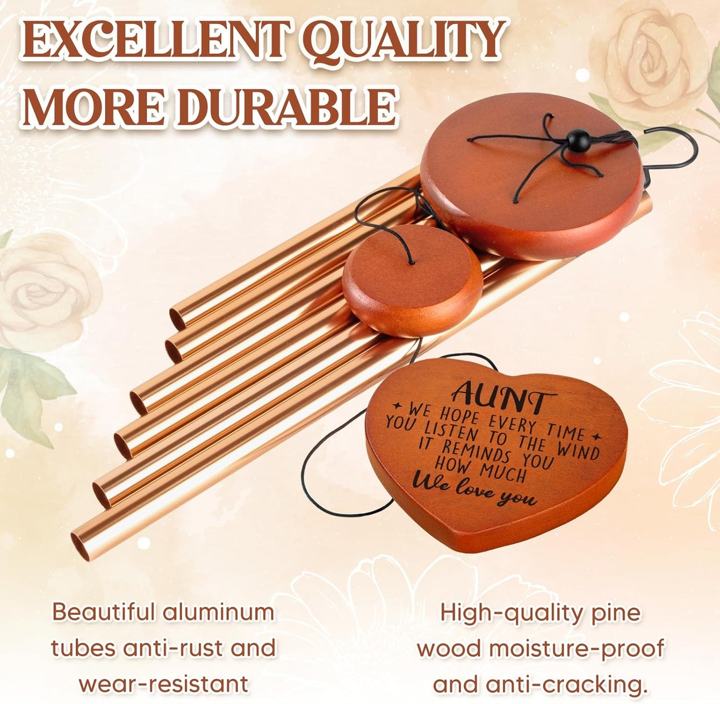 Aunt Gifts for Women, Birthday Gifts for Aunt from Niece Nephew, Unique Aunt Wind Chime Garden Decor, Mothers Day Christmas Thanksgiving