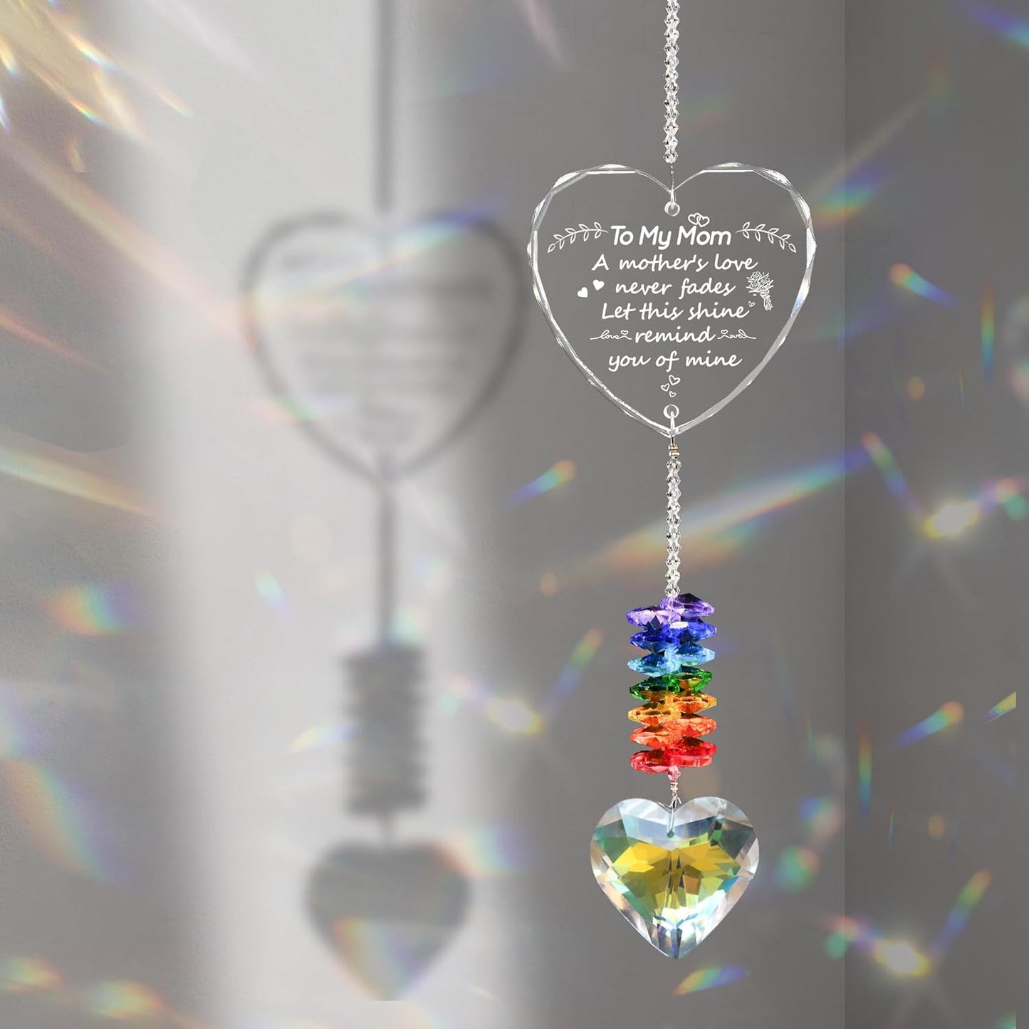 Crystal Heart Suncatcher with Engraved Thank You Message, Window Hanging Crystal Prism Sun Catcher Rainbow Maker, Appreciation Gratitude Gifts for Women Men Teacher Nurse Coworker