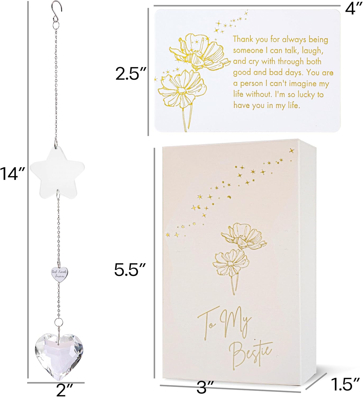 ARUN Bestie Gifts for Women Friendship Gifts for Sister Birthday Sun Catcher Unique Gifts idea BFF Female Friends Friendship Gifts for Sister Best Friend